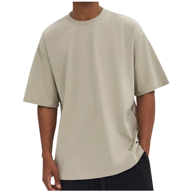 pstuiky Camisas de manga corta para hombre, Camiseta deportiva y de fitness de color liso para hombre, con mangas cortas y cuello redondo. ropa de hombre l