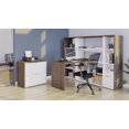 thumbnail image 3 of Bestar Gemma L-Shaped Desk w/ Hutch; Bookcase & Lateral File walnut grey & white, 3 of 3