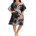 thumbnail image 2 of Womens Satin Nightgown, Floral Print Kaftan Sleepwear, One Size Fits up to 16/18, 2 of 4