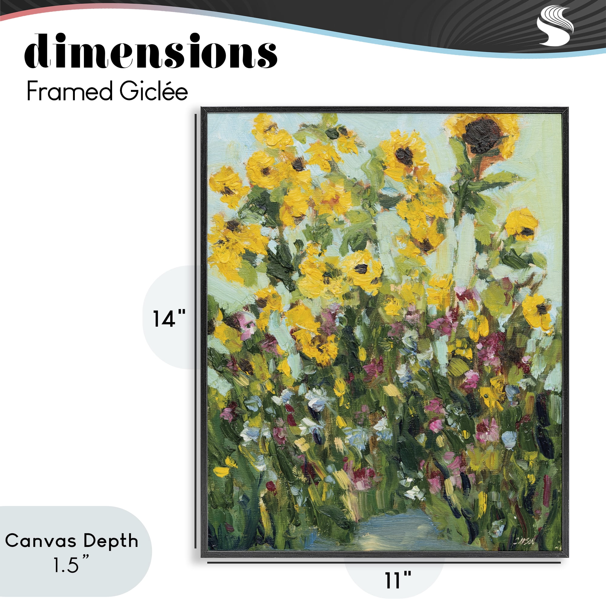 Stupell Industries Sunlit Sunflowers in Garden Black Framed Giclee Art, design by Carson Overstreet