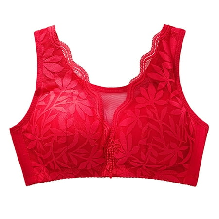 Audhol Bras for Women Autumn And Winter New Lace Bra on The Support Gathered Side To Adjust The Type of Non Ring in The Thick Sexy Underwear Female No Underwire Seamless Push Up Everyday Bras Red 42