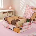 thumbnail image 5 of Erosebridal Kawaii Capybara Zipper Queen Comforter Set with Fitted Sheet and 2 Pillowcases, Cute Animal Zipper Bedding Set, Pink Reversible, 5 of 7