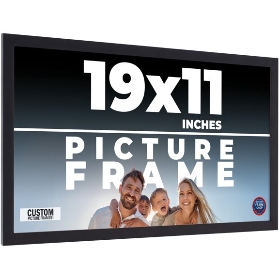19x11 Frame Black Real Wood Picture Frame Width 0.75 inches | Interior Frame Depth 0.5 inches |