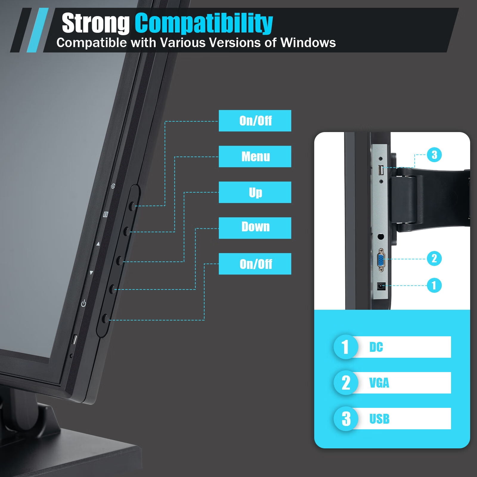 WUZSTAR POS LCD Touch Screen Monitor,USB Portable Computer WUZSTAR POS LCD Touch Screen Monitor,USB Portable Computer