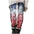thumbnail image 3 of CFLVAEK Womens American Flag Joggers Elastic Tummy Control Patriotic Pants Independence Day High Waist Pant Casual Red White and Blue 4th of July Yoga Leggings, 3 of 5