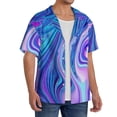 thumbnail image 2 of Fotbe Swirl Blue And Purple Camisa Estampada de Manga Corta para Hombre, Casual de Verano, Estilo Playero, Sin Arrugas-Small, 2 of 5