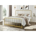 thumbnail image 2 of Home Design Debra King Metal Platform Bed Frame with Sturdy Frame and Openwork Design, Gold, Easy Assembly, 2 of 5