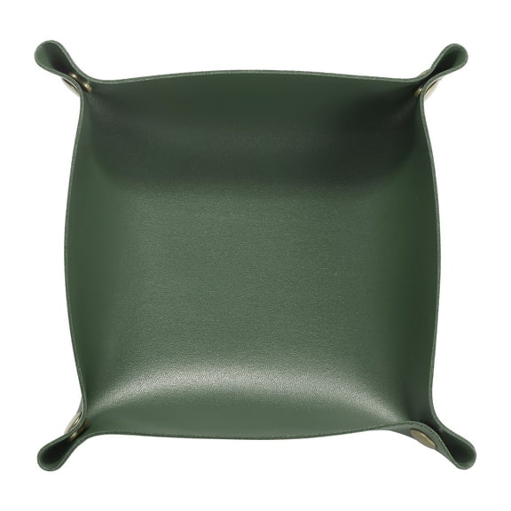 Uxcell PU Leather Valet Tray Unisex Folding Small Catchall Tray, Green