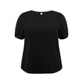 thumbnail image 4 of DARING DIVA Women's Plus Crew Neck Embroidered Short Sleeve Blouse 3X Black, 4 of 5