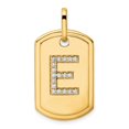 thumbnail image 1 of Diamond2Deal 14K Or Jaune Diamant Initiale E Dog Tag Charme pour Femmes (W - 0.7 Pouce), 1 of 3