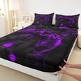 thumbnail image 3 of jejeloiu Cartoon Console Gamepad Bed Sheets,Geometric Grid Plaid King Sheets,Purple Black Sheet Set For Boys Teens,Ultra Soft Home Decor,4pcs, 3 of 7