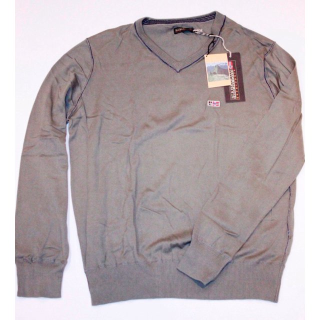 NAPAPIJRI GEOGRAPHIC Pull Vert Sauge Dakato Kaki Col en V TTG $135