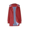 thumbnail image 6 of XFLWAM Rain Jacket Women Sherpa Lined Hooded Coats Lightweight Outdoor Jackets Windbreaker Long Sleeve Tops with Pockets Red M, 6 of 8