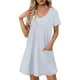thumbnail image 1 of Vestido Corto de Verano de Moda de Color Sólido Vestido Casual de Cuello en V de Manga Corta, Desgaste Ligero de Poliéster para las Mujeres, Lavado de Manos, 1 of 7