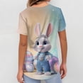 thumbnail image 3 of Womens Easter Scrub Tops V-Neck Short Sleeve Stretch Bunny/Egg Printed Nurse Working Uniforms, 3 of 5