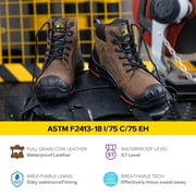 SAFETOE Safety Boots for Men Composite Toe Work Boots Lightweight Cow Leather Puncture Proof Slip On Work Boots Wide Fit