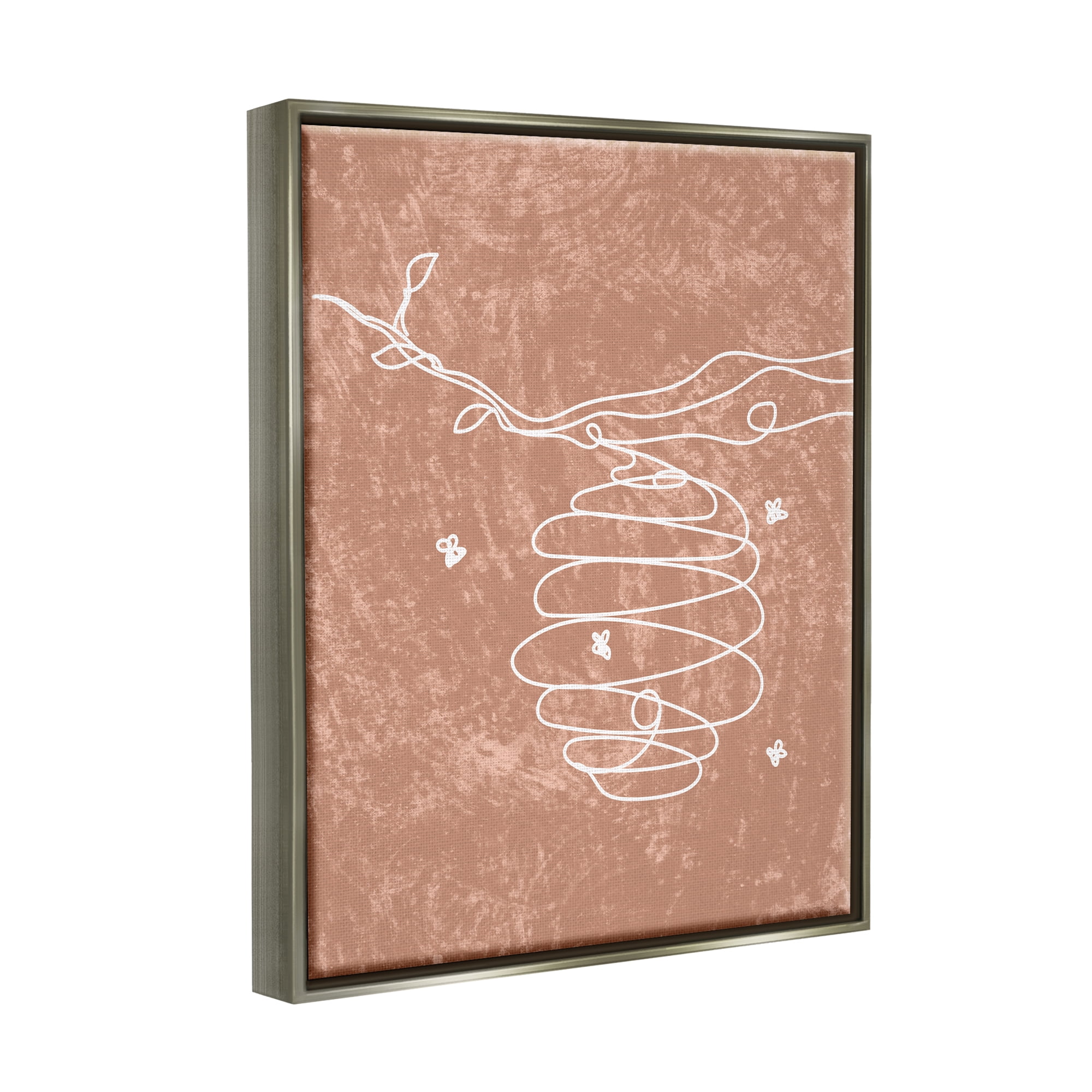 Stupell Industries Beehive Line Doodle Animals & Insects Painting Gray Floater Framed Canvas Art Print Wall Art, 17 x 21