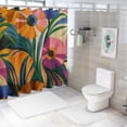 thumbnail image 7 of Modern abstract Bohemian bathroom shower curtain, cute retro floral bathroom shower curtain, retro checkered flower shower curtain, waterproof fabric shower curtain decoration, 7 of 7