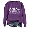 thumbnail image 3 of IDOCLOTHES Halloween Sweatshirts for Women Dressy Casual Salem Broom Co Printed Long Sleeve Halloween Sweaters for Women Oversized Tops Womens Fall Fashion Clothing Purple, XL, 3 of 3