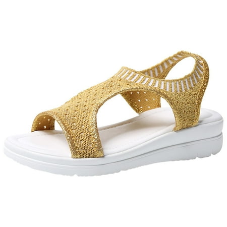

Honeeladyy Sales New Fish Mouth Sandals Women s Large Size Flying Wedge Wedge Sports Women s Sandals Thick Sole Casual Sandals