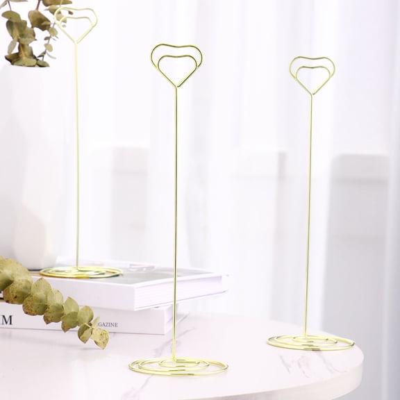 OUNONA Metal Heart Shaped Card Holder Clips in Golden Color for Wedding and Event Table Organization