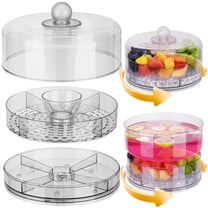NiHome Rotating Snack Tray with Lid and Compartments, Portable BPA-Free Plastic Serving Tray for Nuts, Fruits, Candy & Crackers, Snack Organizer for 2–4 People, Parties, Travel & Home Entertaining