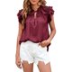 thumbnail image 1 of SAYOO , camisetas de manga con volantes para mujer, camisetas informales de vendaje sueltas de verano de Color sólido, blusa, ropa de calle SAYOO  Moda, 1 of 3