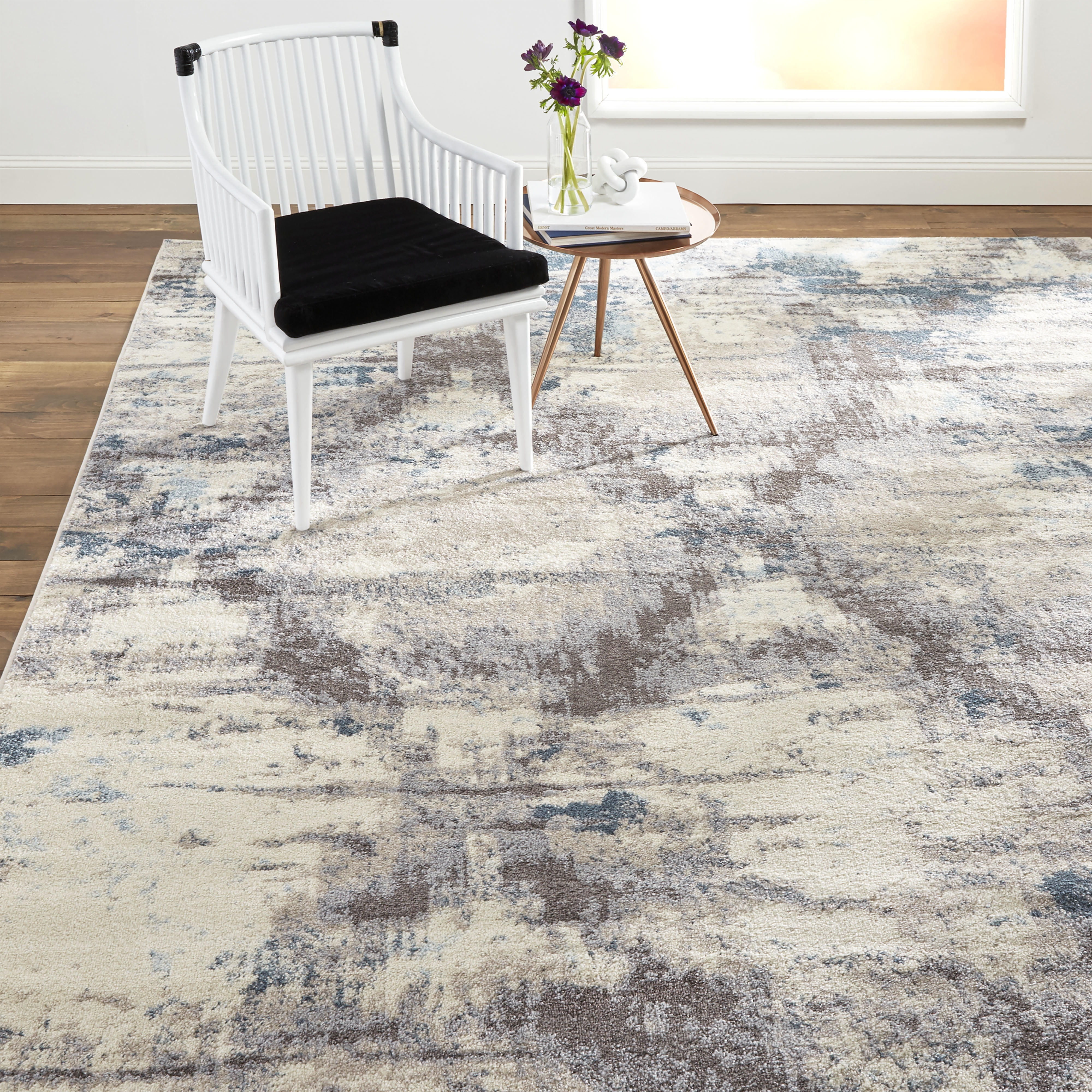Home Dynamix Venice Cameo Abstract Area Rug, Gray/Blue, 5'3"x7'3