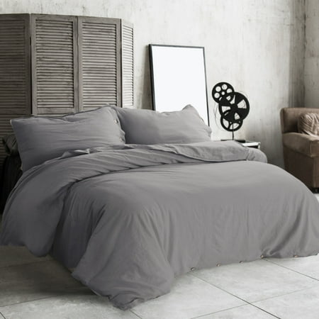 Bedsure Linen\/Cotton Duvet Cover Set Queen 3 Piece Ultra Soft Breathable Bedding Comforter Cover 