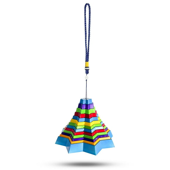 thinsony Wind Chime Pendant Plastic Falling Star Tower Ornament Wall Decoration 3D Foldable Relaxing Toy, Blue