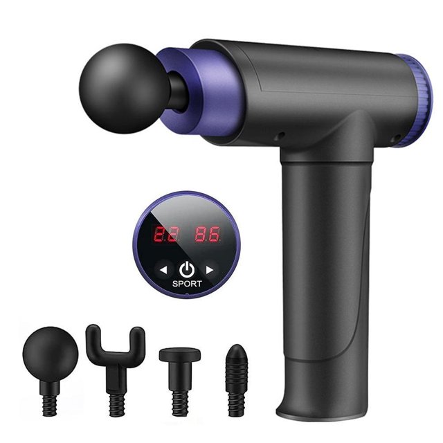 Outil de Massage de Fascia à Percussion Électrique Portable avec 4 Têtes