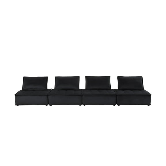 Newboti Furniture Anna 160" Black Velvet 4-Seater Modular Sofa 19989