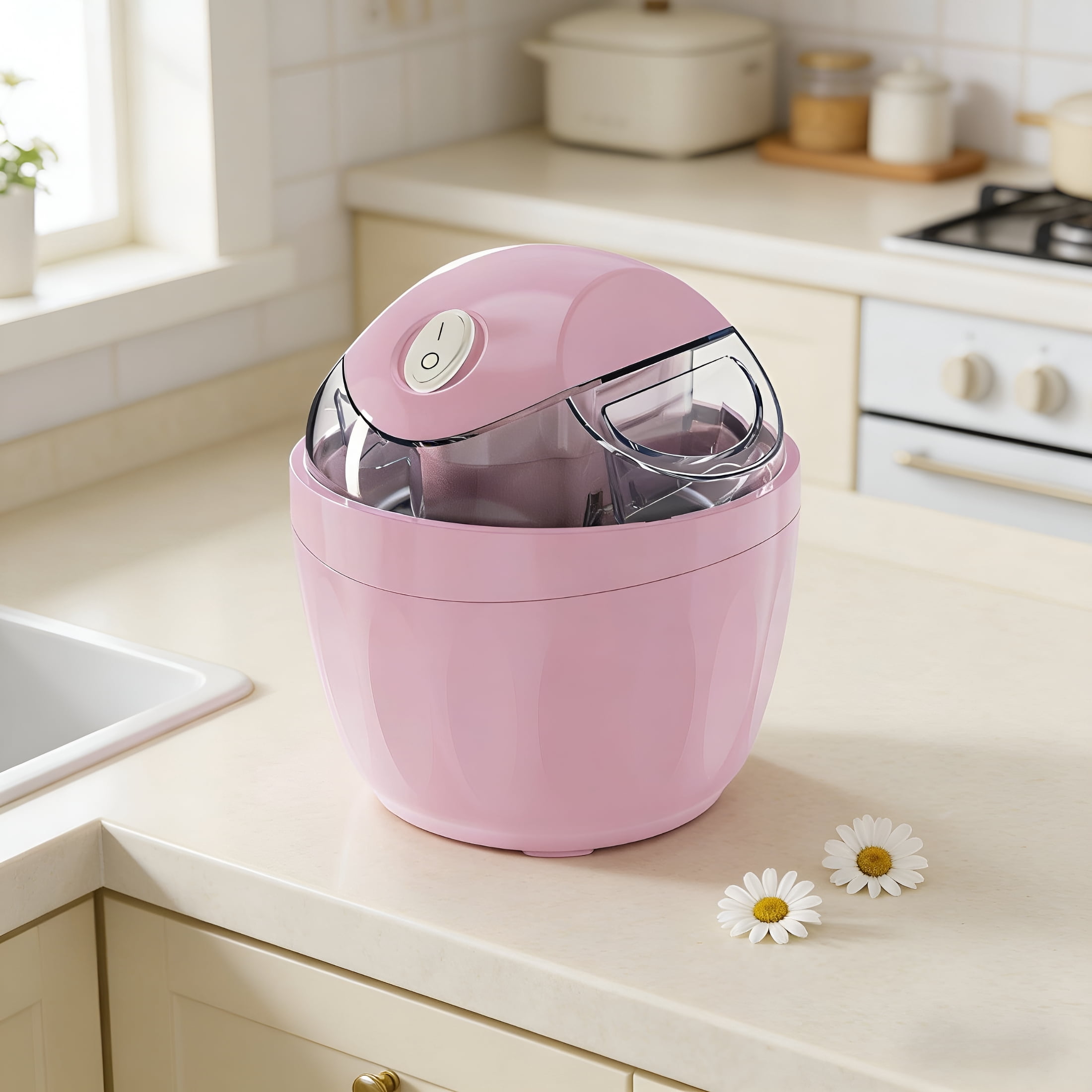 HIBIBUD Mini Automatic Ice Cream Maker,Small Diy Ice Cream Machine for Home Use,Compact 6 Inch Ice Cream Maker Makes Frozen Yogurt,Sorbet,Easy One Touch Operation,Kitchen Appliance