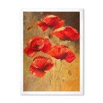 Designart 'Ancient Blooming Poppies II' Traditional Framed Art Print