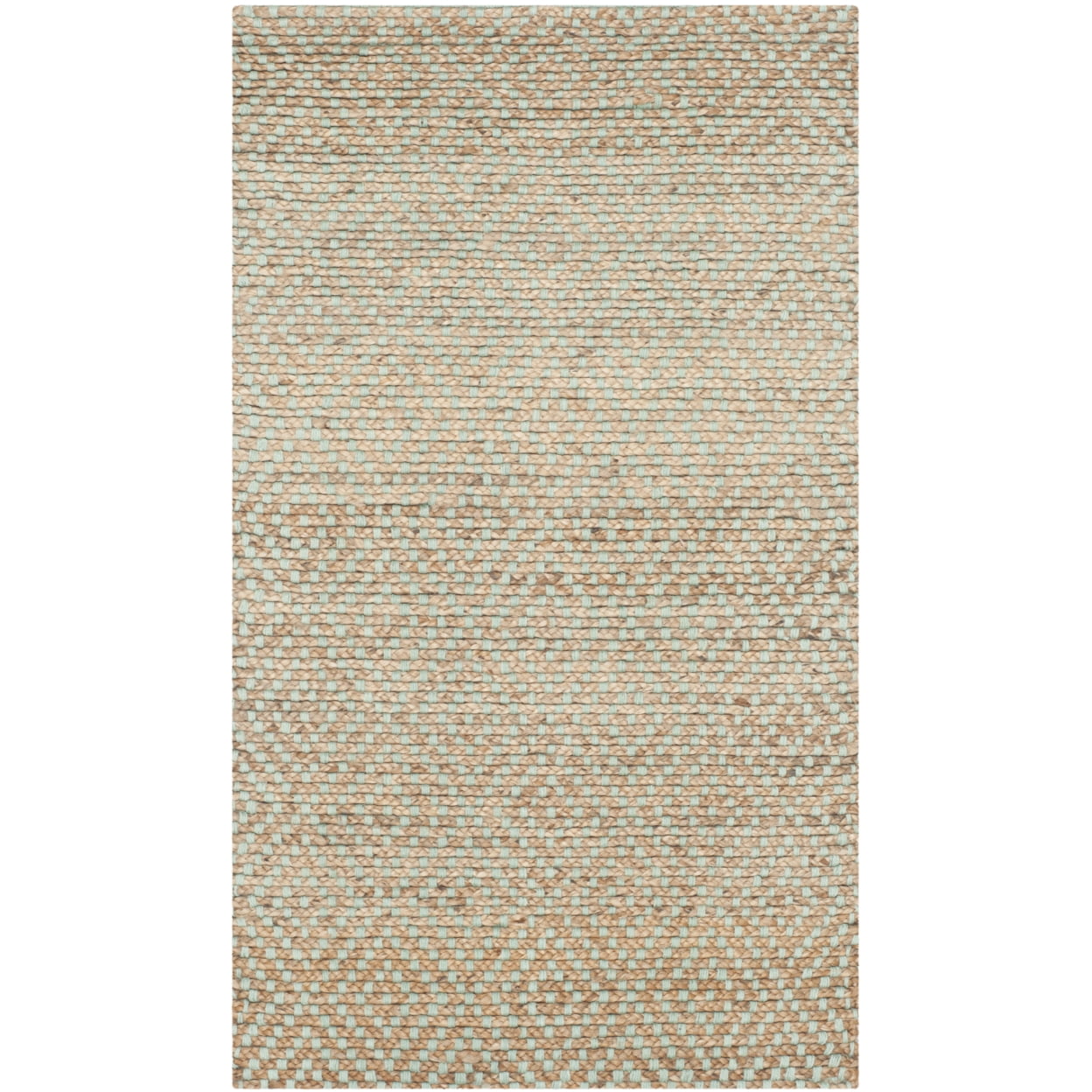 SAFAVIEH Natural Fiber Braxton Braided Jute Area Rug, Natural/Green, 2'6" x 4'