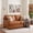 Tan, Loveseat, variant on Naomi Home Siggy Genuine Leather 3-Seater Sofa, Plush Goose Feather Cushions, Removable Cushions, Sturdy Legs, No-Tools Assembly, Ideal for Living Room, Office, or Bedroom, Tan