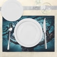 thumbnail image 3 of Ambesonne Fantasy Place Mats Set of 4, Night Big Mystic Tree, Standard Size, Teal White, 3 of 6