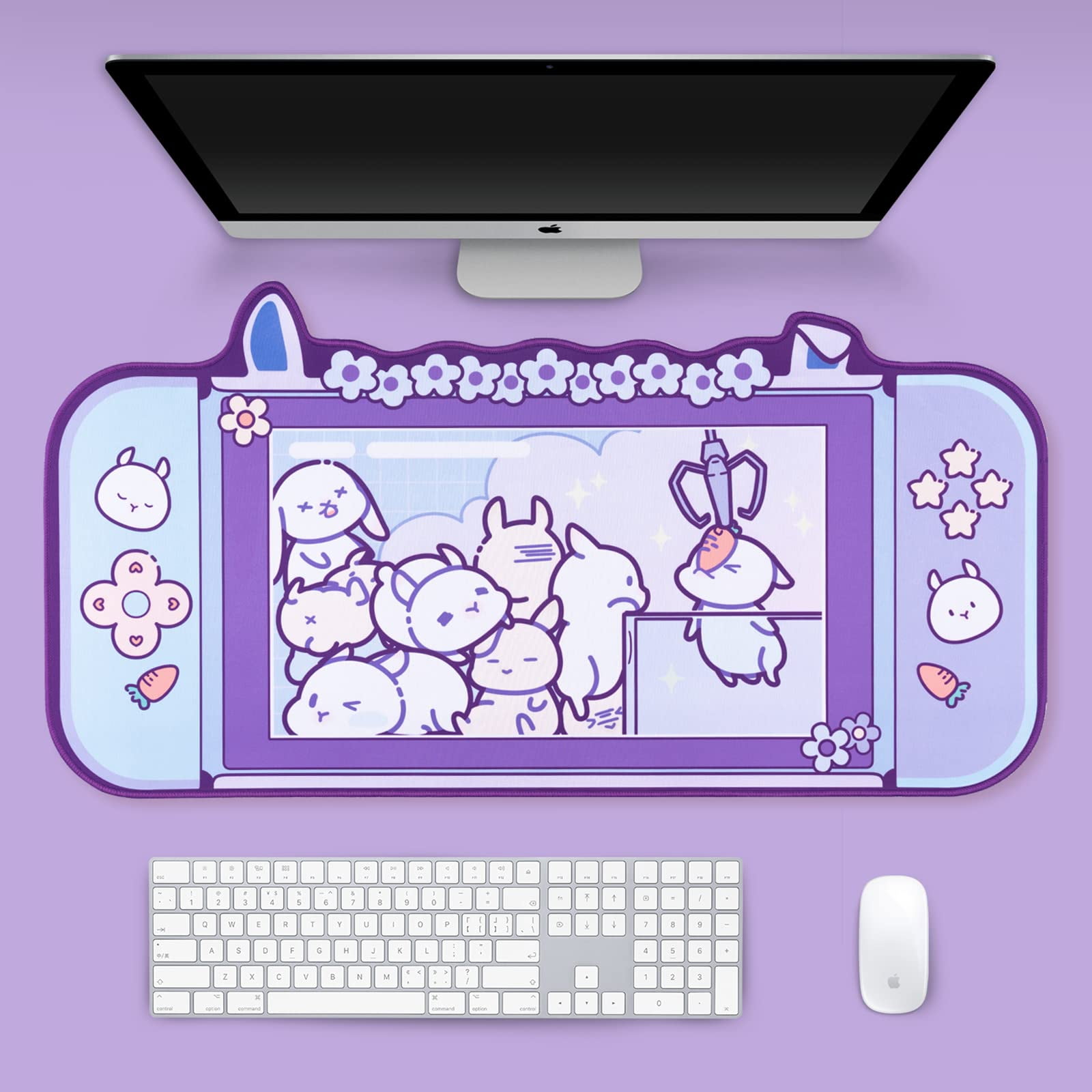 GeekShare Cute Bunny Mouse Pad Non-Slip Rubber Desk Mat for Keyboard and Mouse for Gaming,Working