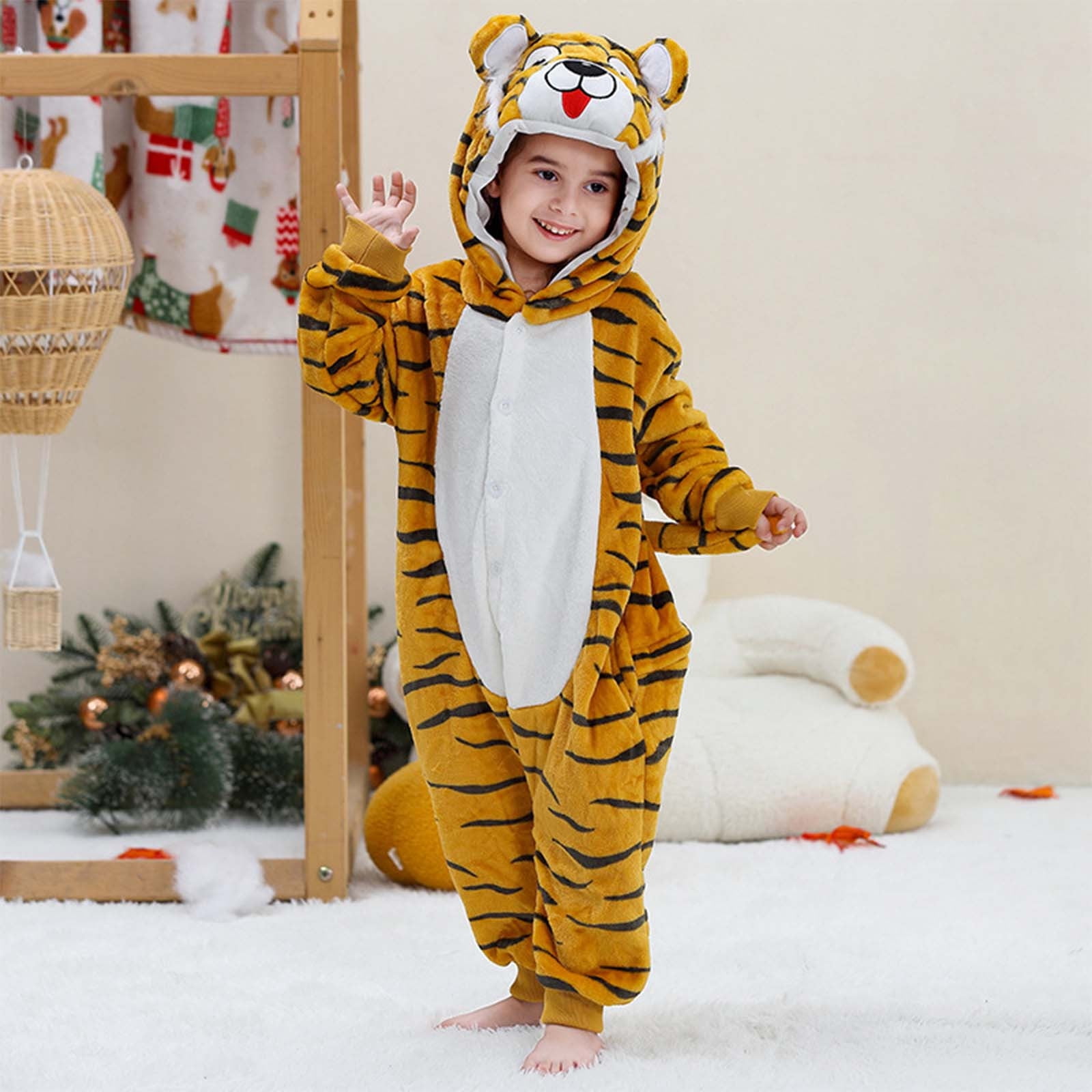 FYDUU Kids Boy Onesie Rompers Unisex Animal Pajamas Halloween Children Sleepwear Party Clothes For Baby Boy Girl Children Animal Pajamas Kids Clothes 7-8 Years
