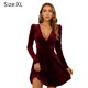 thumbnail image 2 of Laklulu - Vestido corto de fiesta de terciopelo con escote en V cruzado y manga larga para mujer, corte en A, ajustado y acampanado - burdeos, XL, 2 of 5