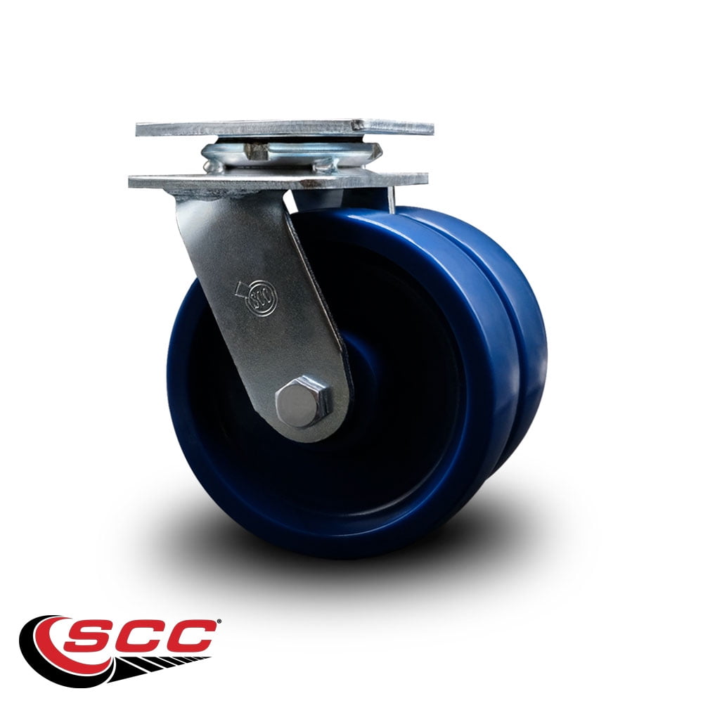 6 Inch Dual Solid Polyurethane Wheels Swivel Caster with Roller Bearing SCC
