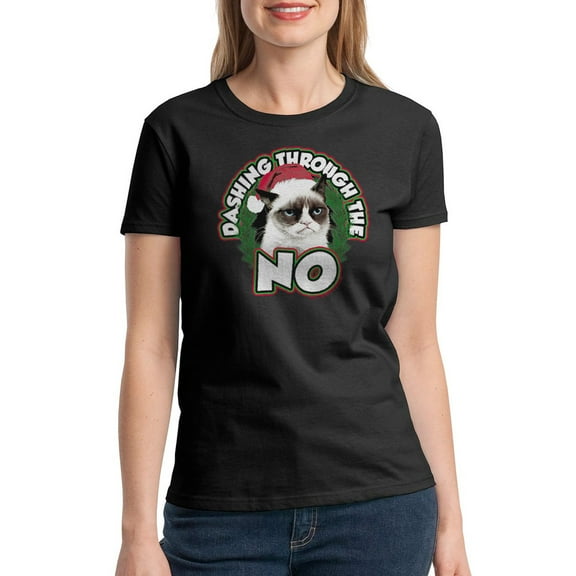 Grumpy Cat Dashing No Women Black T-Shirt NEW Size XL, Female x-Large