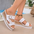 thumbnail image 5 of Samdudou Wedge Sandals for Women Perforated Two Strap Cork Espadrille Open Toe Buckle Summer Casual Beach Vacation Ladies Dressy Jute Wrapped Footwear, 5 of 9