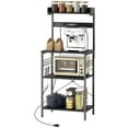 thumbnail image 1 of HOMCOM Kitchen Baker's Rack with Power Outlet, Coffee Bar Station with Adjustable Shelves and Hooks, Distressed Black, 1 of 7