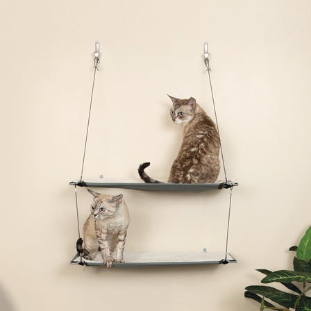 K&H Pet Products Wall Mount Cat Shelf Double Level Natural 23 X 12 Inches