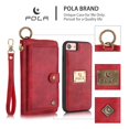 thumbnail image 2 of iPhone 8 Wallet Detachable Case, iPhone 7 Case, Dteck [wrist band & metal buckle & 14 Card Slots] Zipper Purse Phone Case Multi-function Folio Flip Weave PU Leather Removable Magnetic Back Cover, Red, 2 of 10