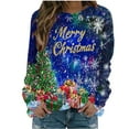 thumbnail image 2 of Craaazy Christmas Printed Sweatshirts for Women Long Sleeve Crewneck Tops Festival Outfits Xmas Tree Merry Christmas Gifts, 2 of 6