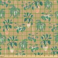 thumbnail image 2 of Ambesonne Bohemian Fabric by the Yard Upholstery, Botanical Motifs in Pots, 2 Yards, Dark Sand Brown Sea Green, 2 of 5