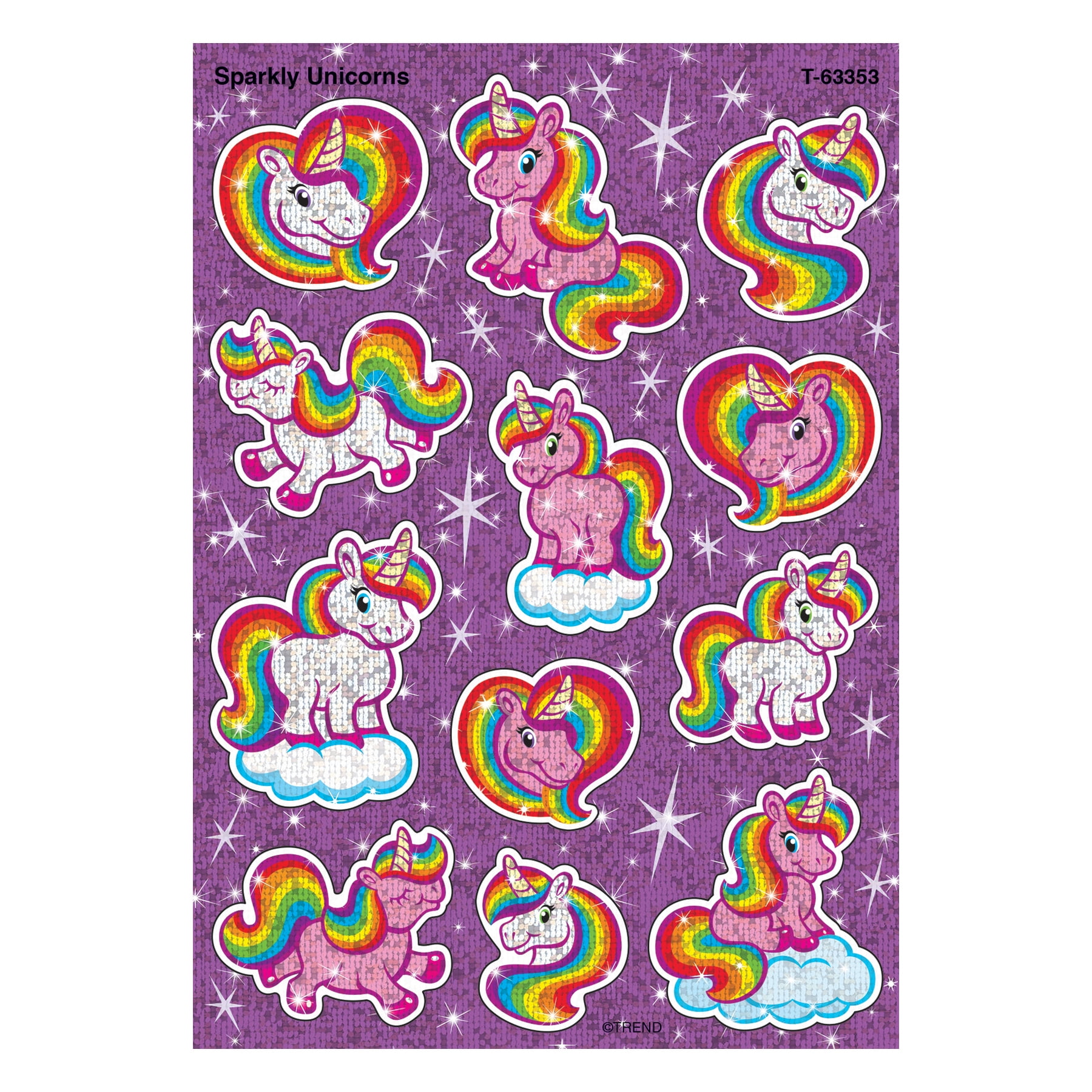 TREND Sparkly Unicorns Sparkle Stickers, 24 Per Pack, 6 Packs
