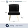 thumbnail image 5 of BELLEZE Modern Velvet Accent Chair With Metallic Legs And Channel Tufting, Elegant Vintage Style Armless Seating For Living Room, Bedroom, Office - Ethia (Black), 5 of 7
